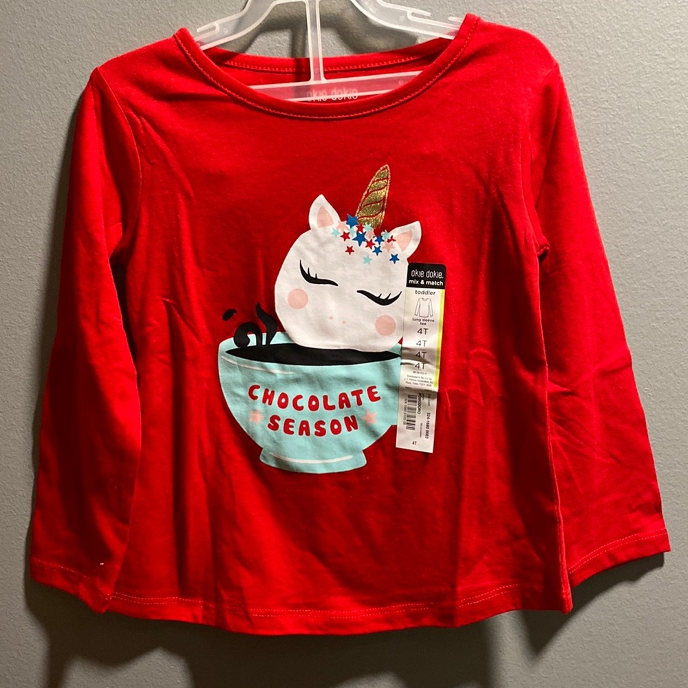 BRAND NEW  GIRLS LONG SLEEVE SHIRT SIZE 4T! NWT! SMOKE FREE HOME.